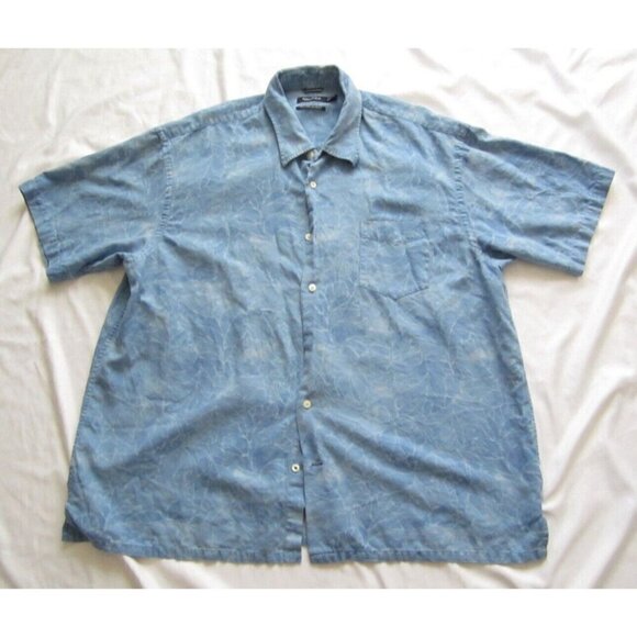 Men Nautica Easy Care Silk Blend Floral Button Short Sleeve Shirt Sz XXL (MT322) - Picture 1 of 10